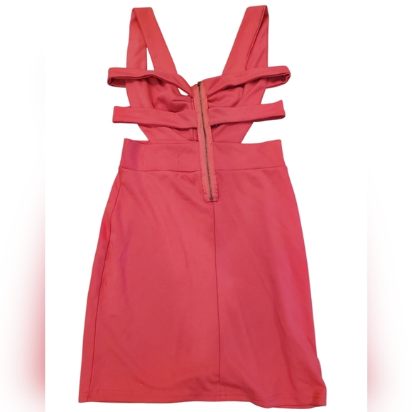 NWOT Sugar & Spice Hot Pink Cut Out Bodycon Dress Sweetheart Neckline - Large - Picture 7 of 9